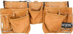 11 Pocket Leather Tool Belt for DIY Woodworking Electrician Tools Contractor Bags, Tan Brown