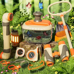 11PCS Bug Catcher for Kid, Explorer Outdoor catching Collection w/ Binoculars, Summer Outside Activities Camping Gift Idea Toys for 3 4 5 6 7 8  Age Year Toddler Boy Girl