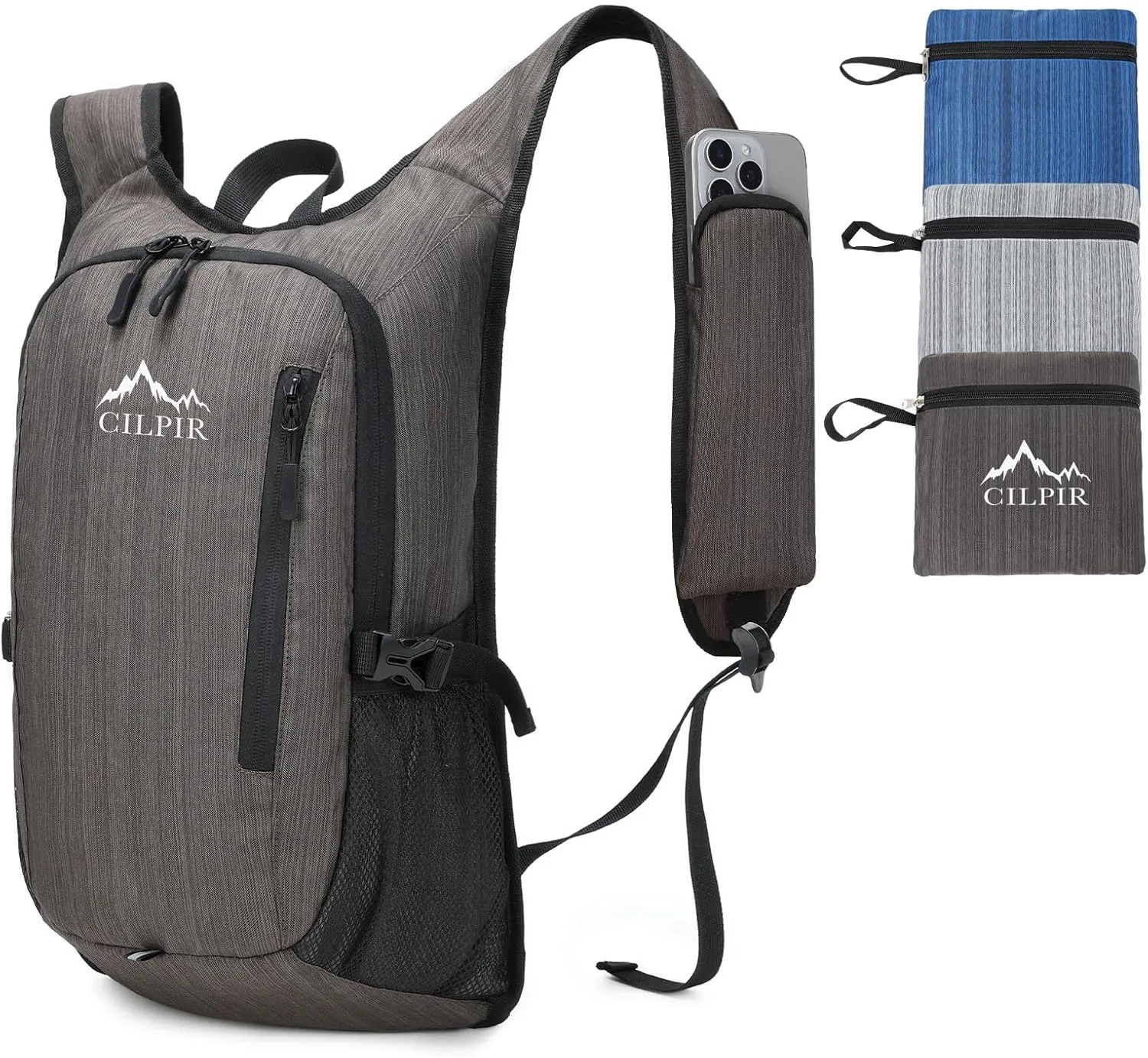 15L Small Hiking Backpack with Front Phone Holder, Lightweight Packable Hiking Daypack Small Travel Outdoor Foldable Shoulder Bag Hiking Daypack for Women Men