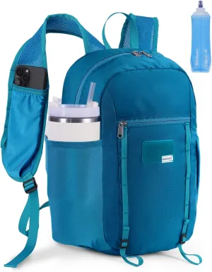 15L Small Hiking Backpack with Soft Flask, Ultralight Hiking Daypack with Chest Pockets for Phone Sternum Straps, Lightweight Foldable Packable Back Pack for Women Men(patent pending)