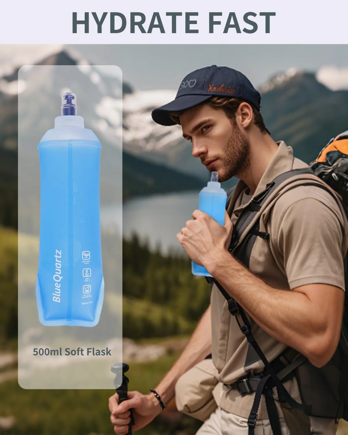 15L Small Hiking Backpack with Soft Flask, Ultralight Hiking Daypack with Chest Pockets for Phone Sternum Straps, Lightweight Foldable Packable Back Pack for Women Men(patent pending)