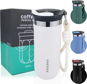 17 Oz Travel Coffee Mug Insulated White Reusable Coffee Cups with Lids Spill Proof Travel Mug Reusable Stainless Steel Coffee Mug For Hot and Iced Cold Drinks