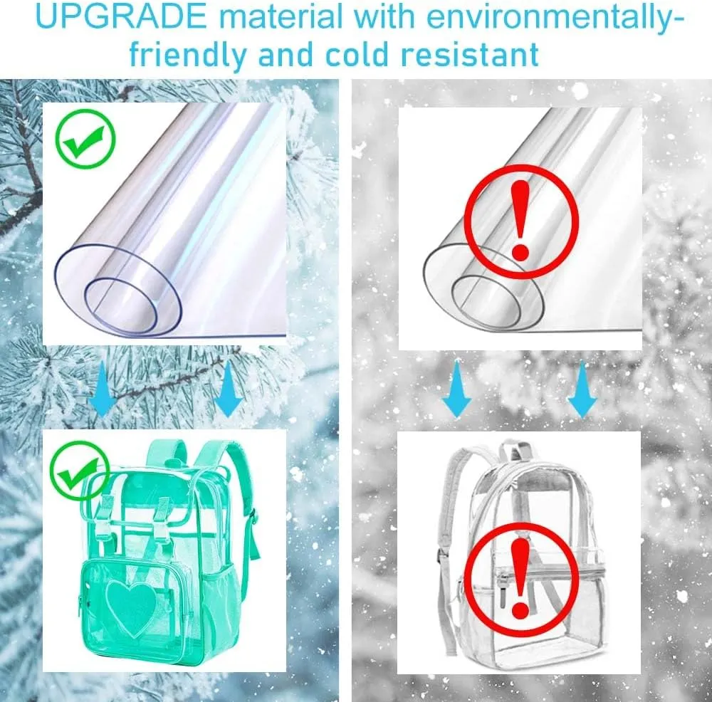 17" Sequin Clear Backpack for Girls - Sparkle Flip Design Stadium Approved 3Pcs Set, Transparent Bookbag for Concert/School (Green)