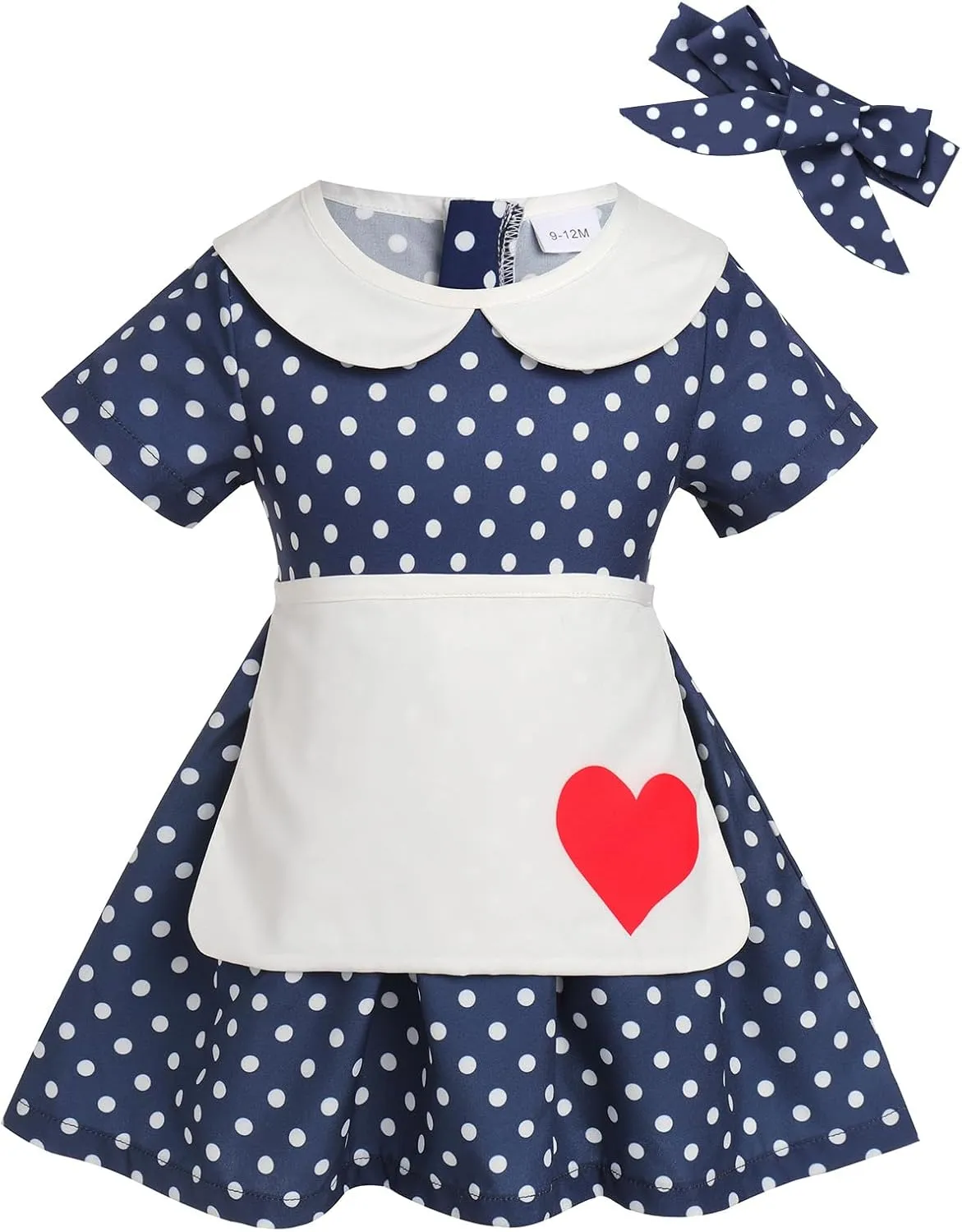 1950s Vintage Housewife Costume for Girls Polka Dots Maid Dress Plaid Halloween Cosplay Outfit Kids Retro Dresses