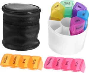 1Pc Box 28 Portable Pill Case with Compartments Storage Bag Assorted Color for Travel Business and Daily Medication Organization