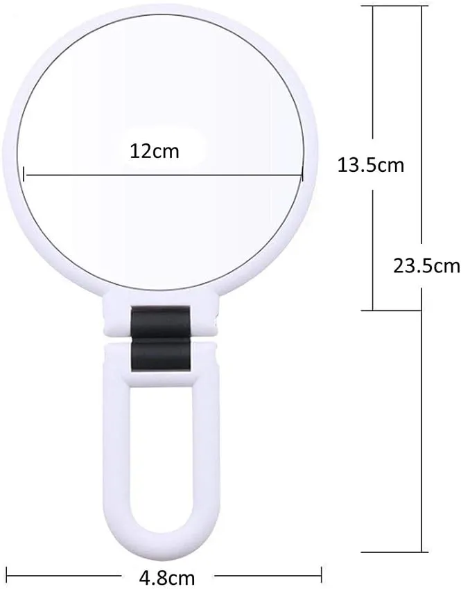 1x 15x Magnifying Hand Held Mirror，Double Side Travel Mirror with Foldable Handle，1x 15x Magnification Hand Mirror for Women Travel Table Desk (WHITE)
