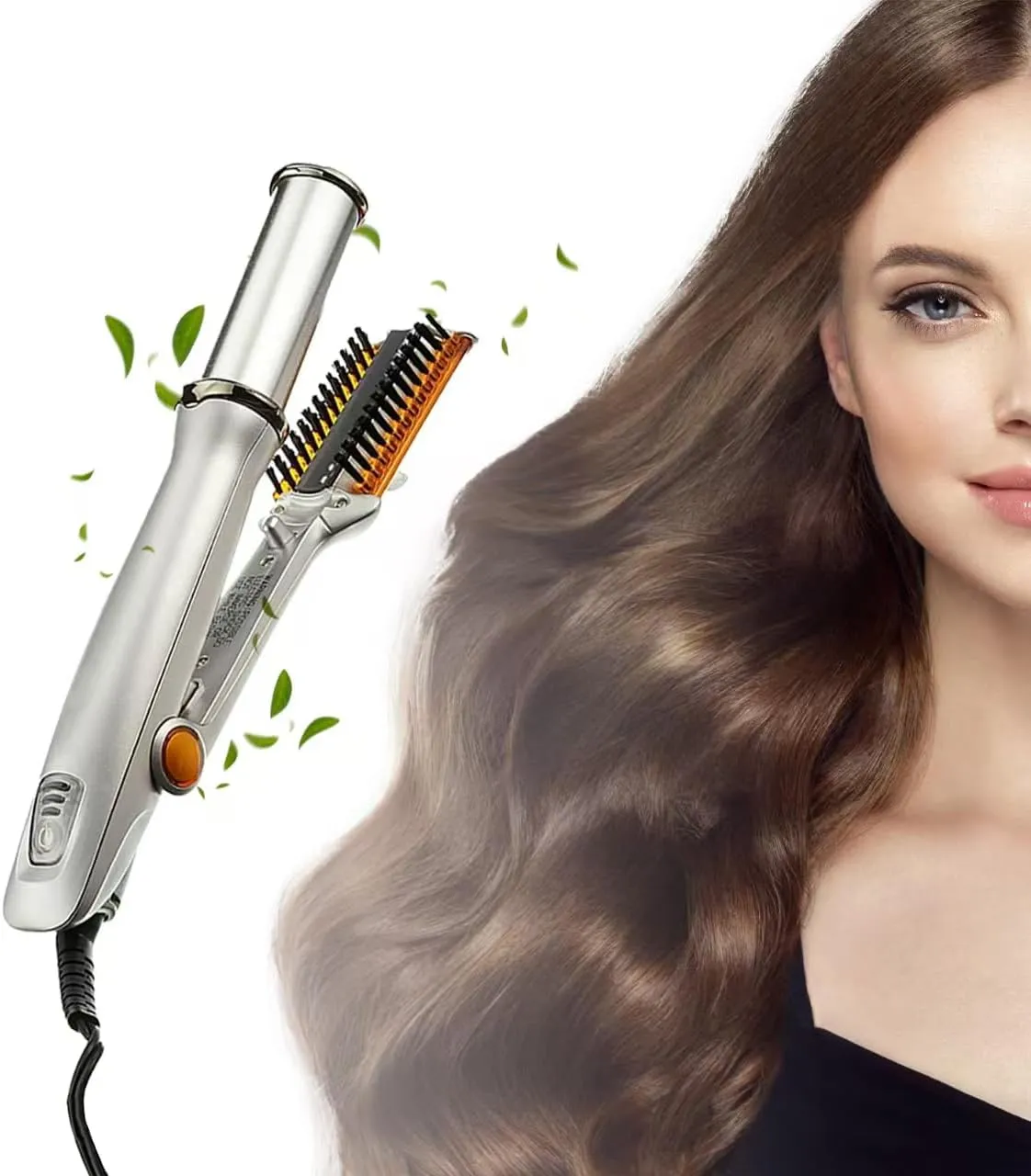 2 in 1 Straight Curling Iron, 3 Heat Temperature Adjustable Hair Waver, Multi Functional Rotating Curling Iron, Fast Heat Hair Straightener and Curler Wand for All Dry and Wet Styling