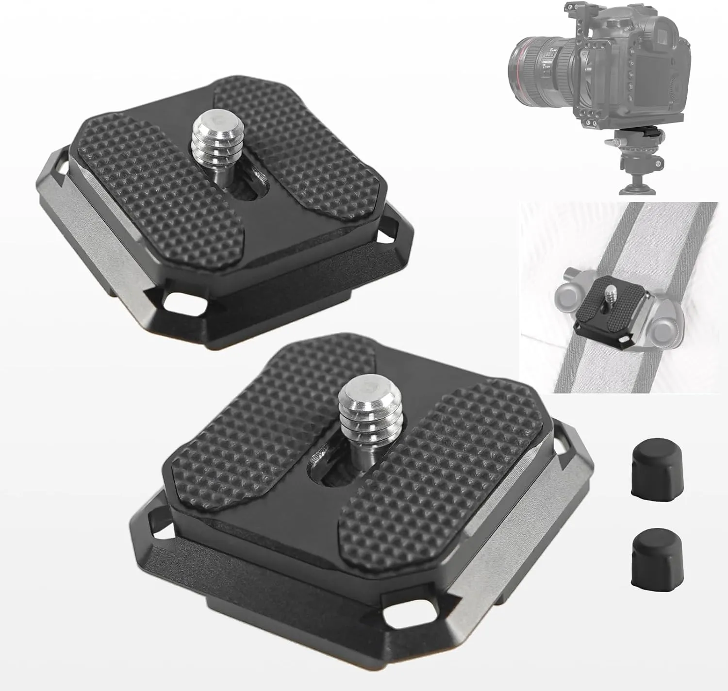 2 Pack 38mm Arca-Swiss Quick Release Plate - 4-Sided QR Camera Mount Plate with Safety Pins, Lightweight Aluminum for Tripod/Monopod/Strap, Compatible w/Peak Design Capture V3 (0.67oz)
