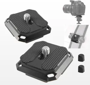 2 Pack 38mm Arca-Swiss Quick Release Plate - 4-Sided QR Camera Mount Plate with Safety Pins, Lightweight Aluminum for Tripod/Monopod/Strap, Compatible w/Peak Design Capture V3 (0.67oz)