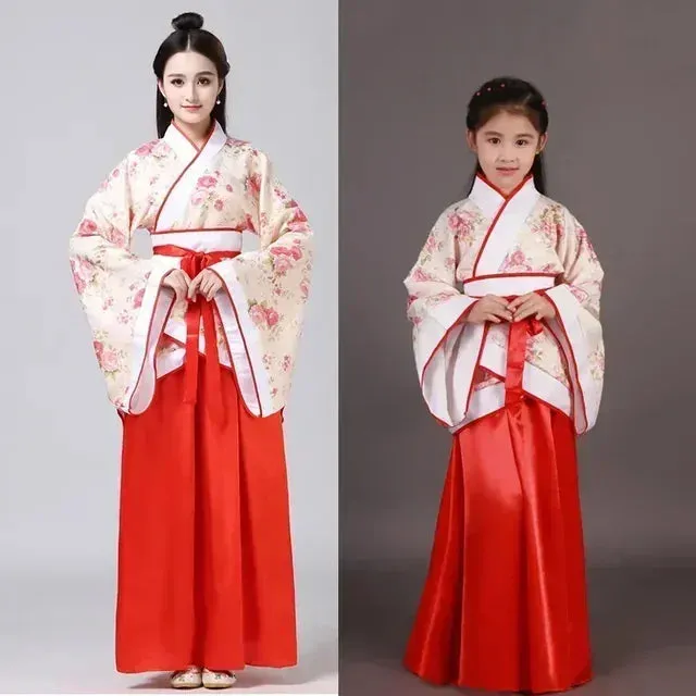 2024 Hanfu Chinese Costume: Kids Flower Girl & Women's Fairy Dance Stage Dress