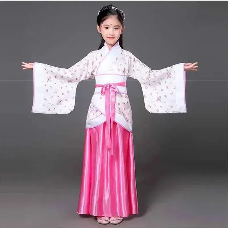 2024 Hanfu Chinese Costume: Kids Flower Girl & Women's Fairy Dance Stage Dress
