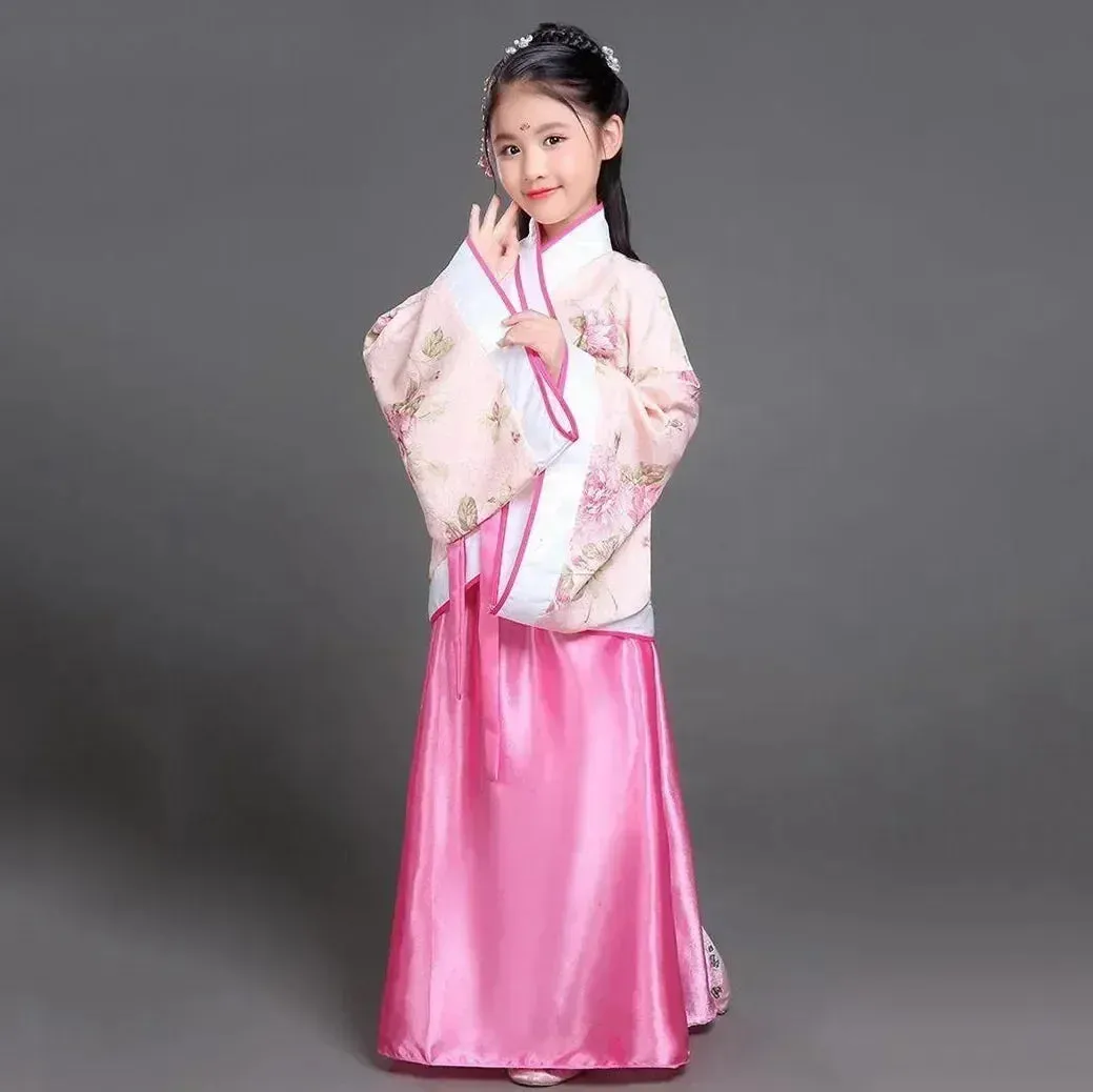 2024 Hanfu Chinese Costume: Kids Flower Girl & Women's Fairy Dance Stage Dress