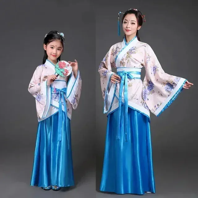 2024 Hanfu Chinese Costume: Kids Flower Girl & Women's Fairy Dance Stage Dress