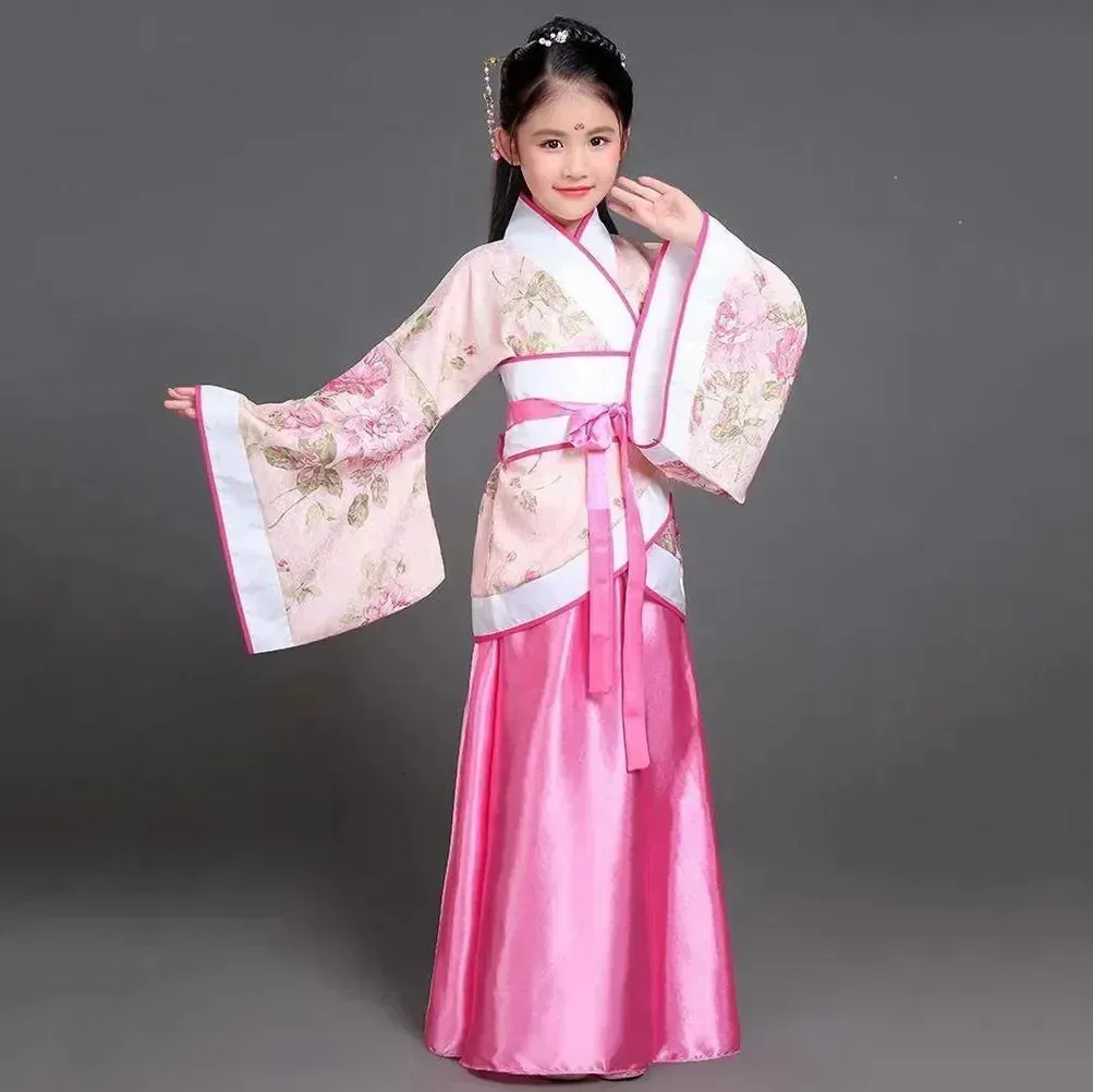 2024 Hanfu Chinese Costume: Kids Flower Girl & Women's Fairy Dance Stage Dress