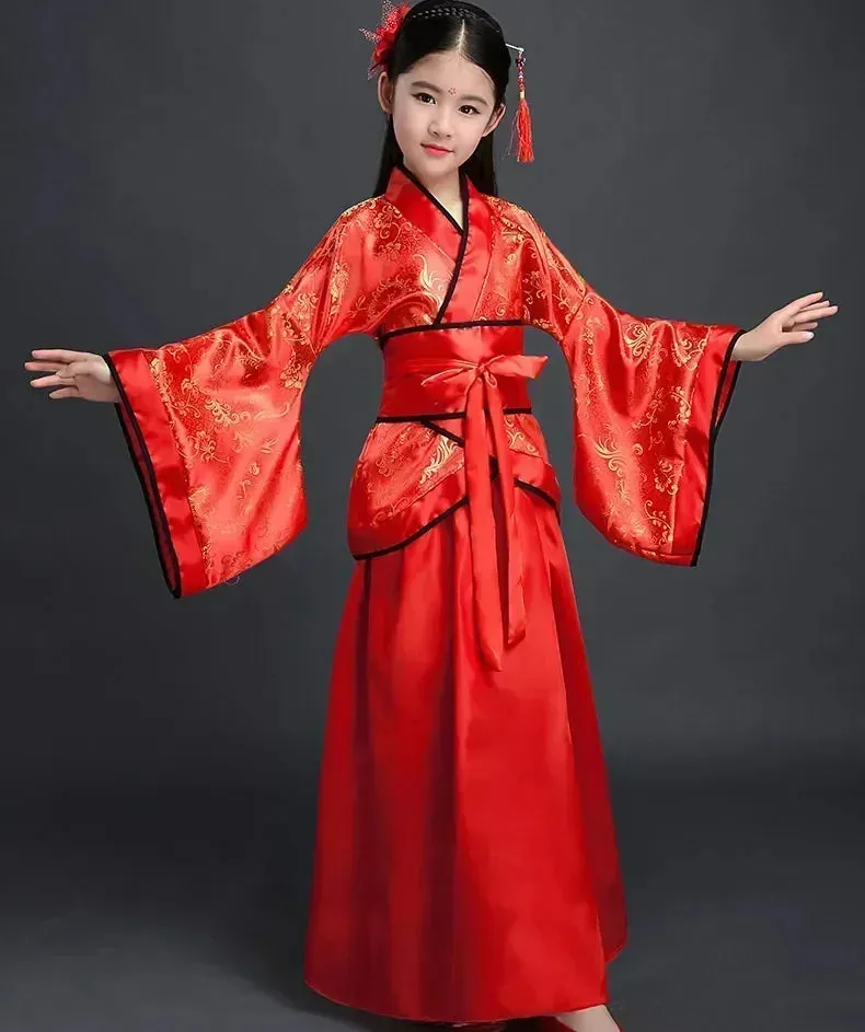 2024 Hanfu Chinese Costume: Kids Flower Girl & Women's Fairy Dance Stage Dress