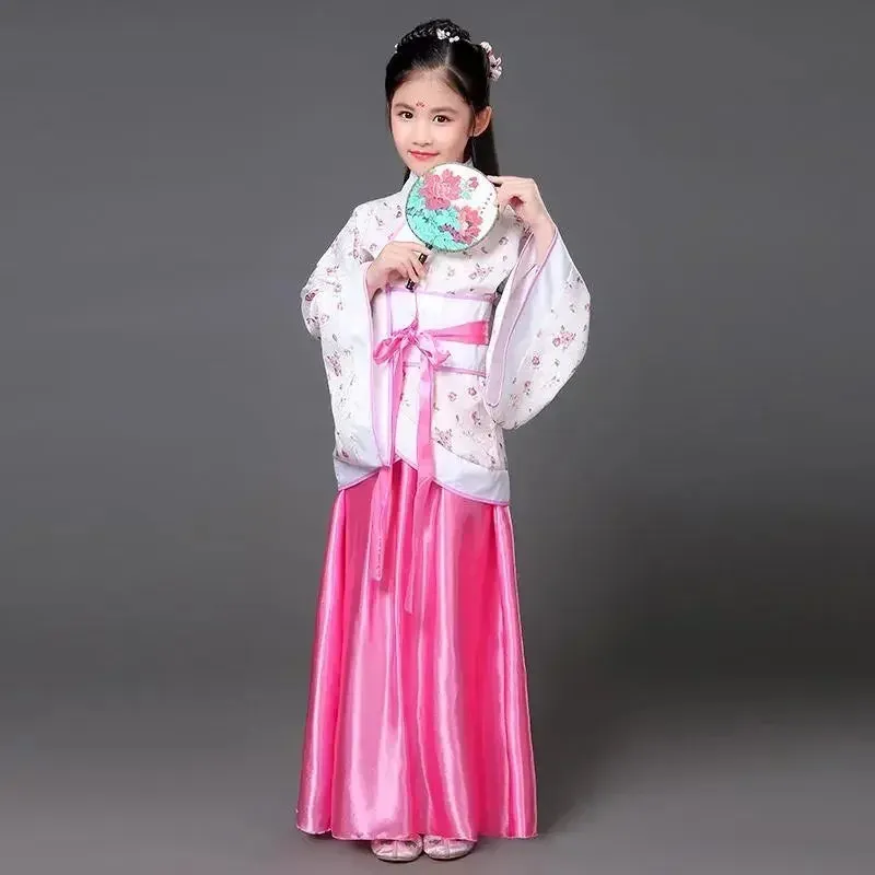 2024 Hanfu Chinese Costume: Kids Flower Girl & Women's Fairy Dance Stage Dress