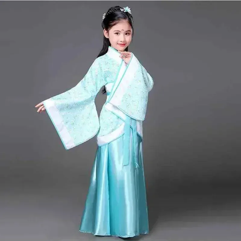 2024 Hanfu Chinese Costume: Kids Flower Girl & Women's Fairy Dance Stage Dress