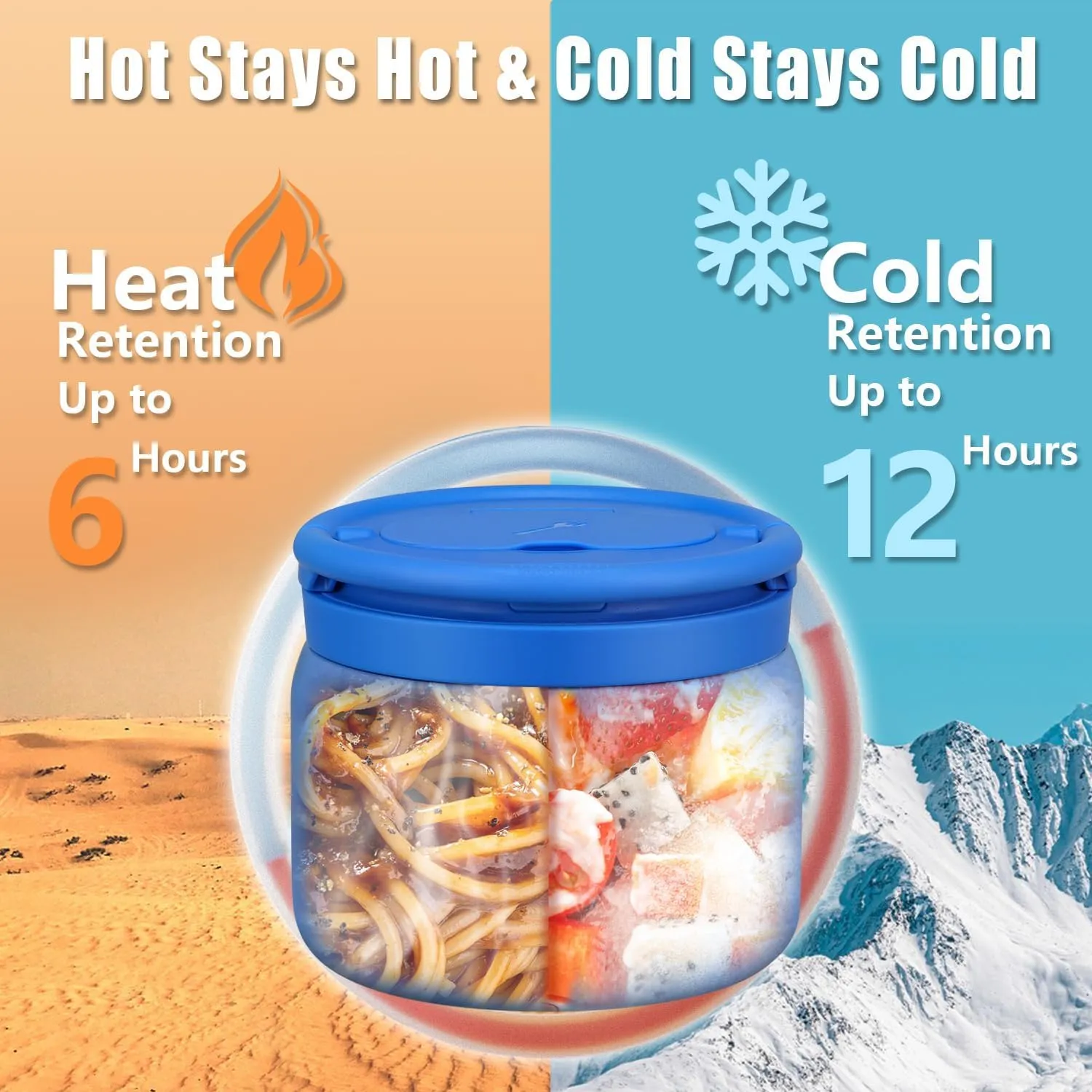 2025 Soup Thermo for Hot Food Kids with Insulated Bag, 15oz Vacuum Insulated Food Jar Wide Mouth Leakproof Lunch Container with a Stainless Steel Spoon for School Office, Blue