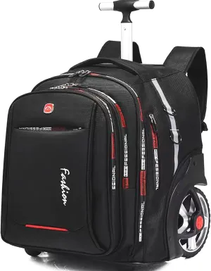 22 Inch Rolling Backpack, Travel Backpack with Wheels, 55 L Large Capacity Wheeled Backpack, Roller Backpack with 15.6 Inch Laptop Waterproof Compartment, Large Wheels Backpack