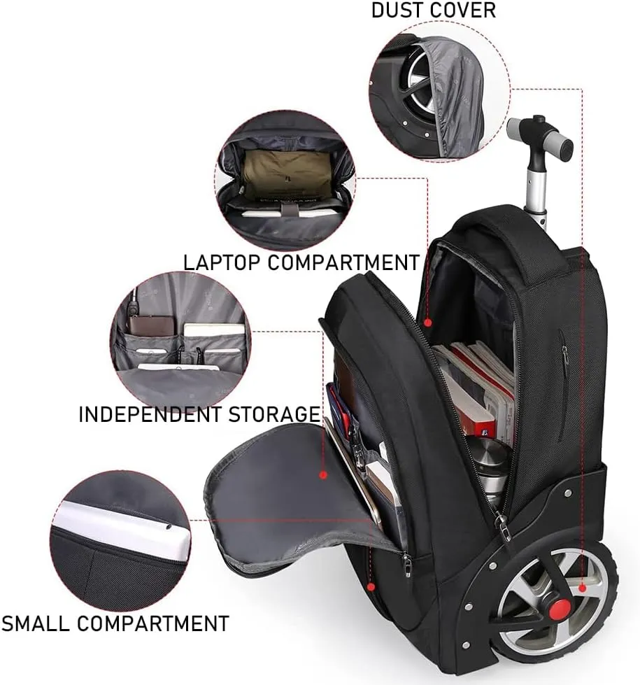 22 Inch Rolling Backpack, Waterproof Backpack with Wheels for Business and Travel Commuter, Carry on Laptop Backpack for Women and Men Adult (blue)