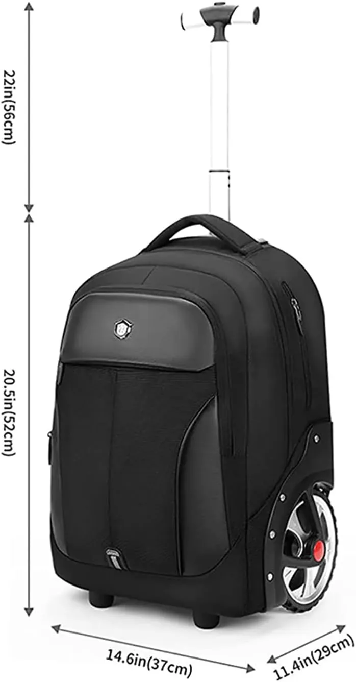 22 Inch Rolling Backpack, Waterproof Backpack with Wheels for Business and Travel Commuter, Carry on Laptop Backpack for Women and Men Adult (blue)