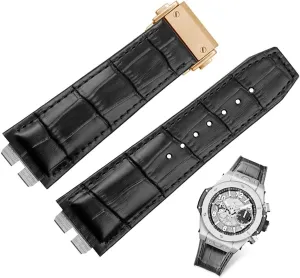 27 * 19mm Crocodile Grain Genuine Leather Watch Band For Hublot Big Bang Ubom 411 Quick Release Watch Strap