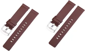 2pcs Replacement Watch Bands for Gear S3 Men's Leather Watchband Brown 20mm Silver Buckle Fashion Watch Bands