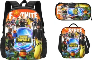3-Piece Game Backpack Set For School With Lunch Bag And Pencil bag-Battle Royale Game Inspired 01