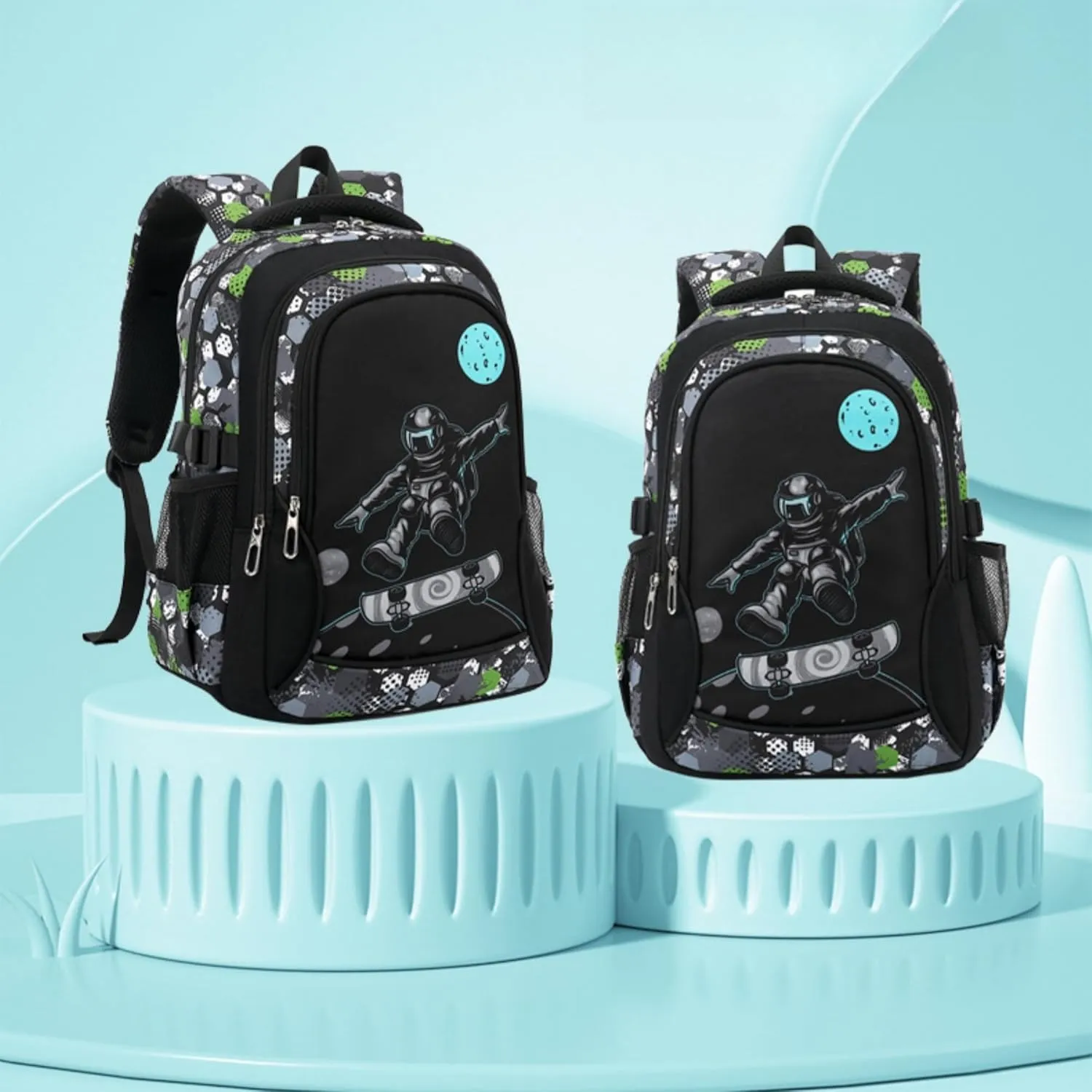 30L Large Capacity Football Backpack, Soccer Match Laptop Knapsack for Hiking Travel, Soccer Theme Shoulder Bag (Astronaut)