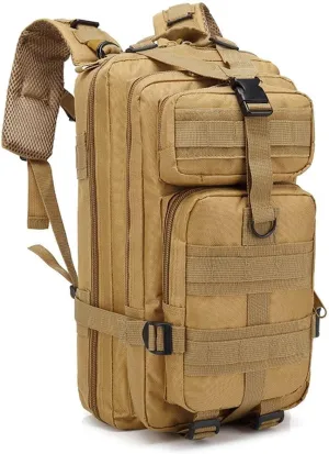 30L Military Tactical Hiking Backpack, Lightweight Waterproof Camping Travel Bag, Army Assault Rucksack (Khaki)