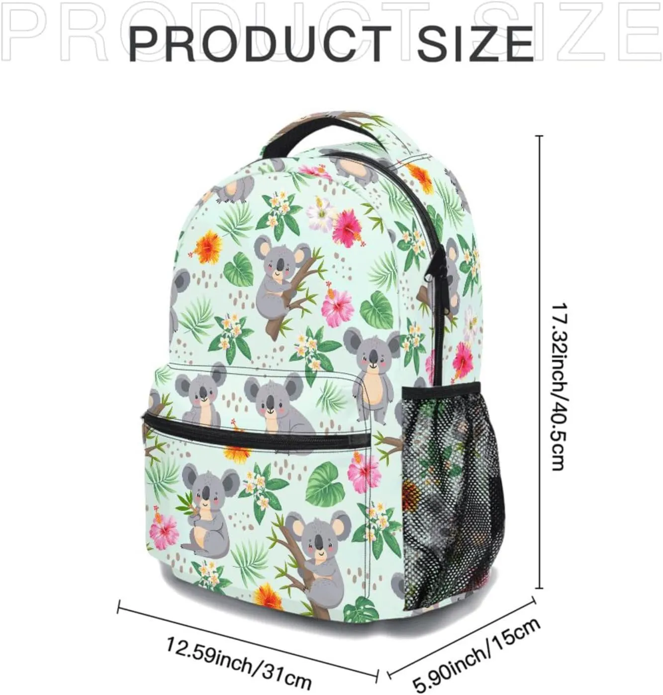 3pcs Cartoon Koala Backpack Set, Multi-functional Laptop Bag 17in Water Resistant Travel Daypack, Large Capacity Double Shoulder Backpack With Lunch Bag (Cartoon Koala