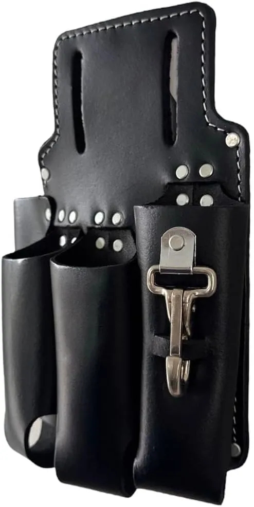 4-Pocket Tool Pouch | Oil-Tanned Leather Plier Holder & Multi-Tool Waist Bag | Adjustable Fit for Carpenters, Electricians & Mechanics