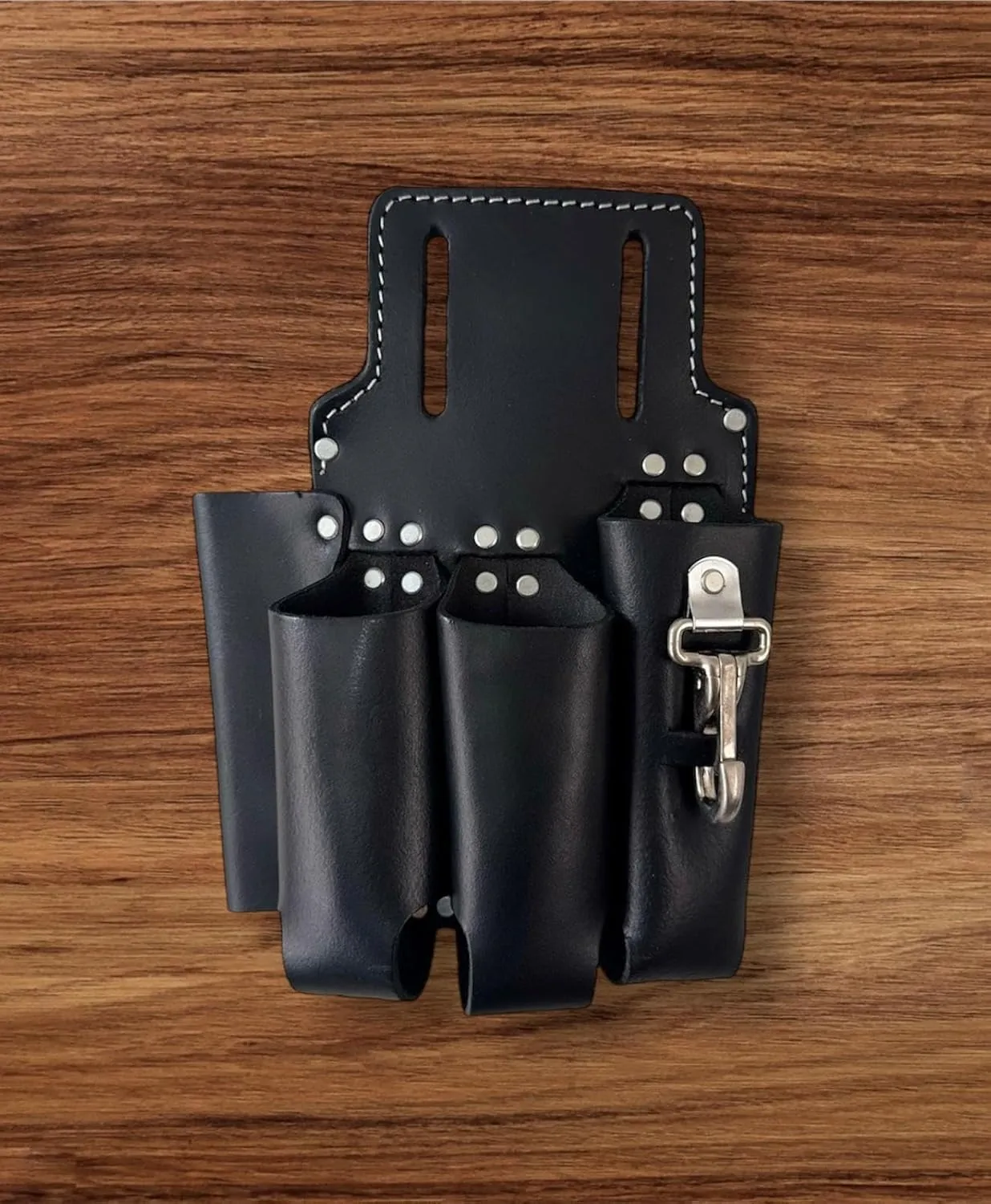 4-Pocket Tool Pouch | Oil-Tanned Leather Plier Holder & Multi-Tool Waist Bag | Adjustable Fit for Carpenters, Electricians & Mechanics