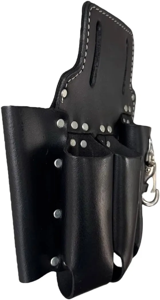 4-Pocket Tool Pouch | Oil-Tanned Leather Plier Holder & Multi-Tool Waist Bag | Adjustable Fit for Carpenters, Electricians & Mechanics