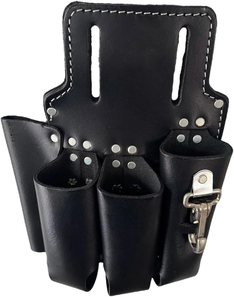 4-Pocket Tool Pouch | Oil-Tanned Leather Plier Holder & Multi-Tool Waist Bag | Adjustable Fit for Carpenters, Electricians & Mechanics