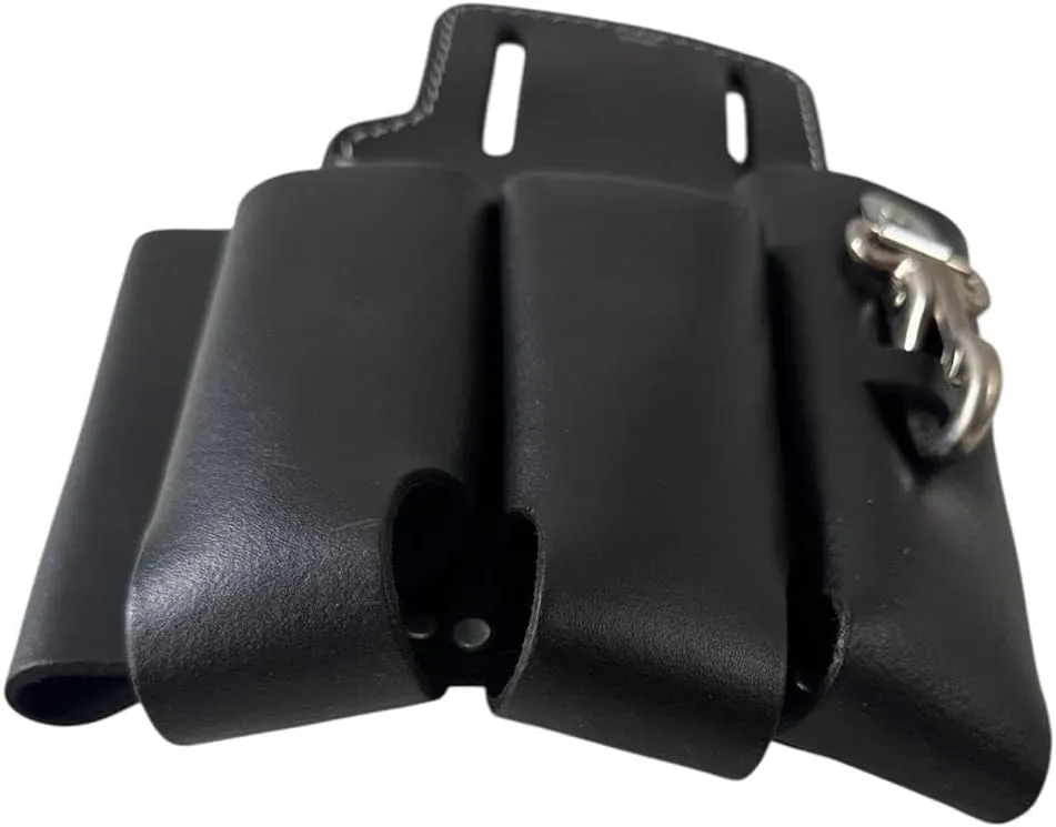 4-Pocket Tool Pouch | Oil-Tanned Leather Plier Holder & Multi-Tool Waist Bag | Adjustable Fit for Carpenters, Electricians & Mechanics