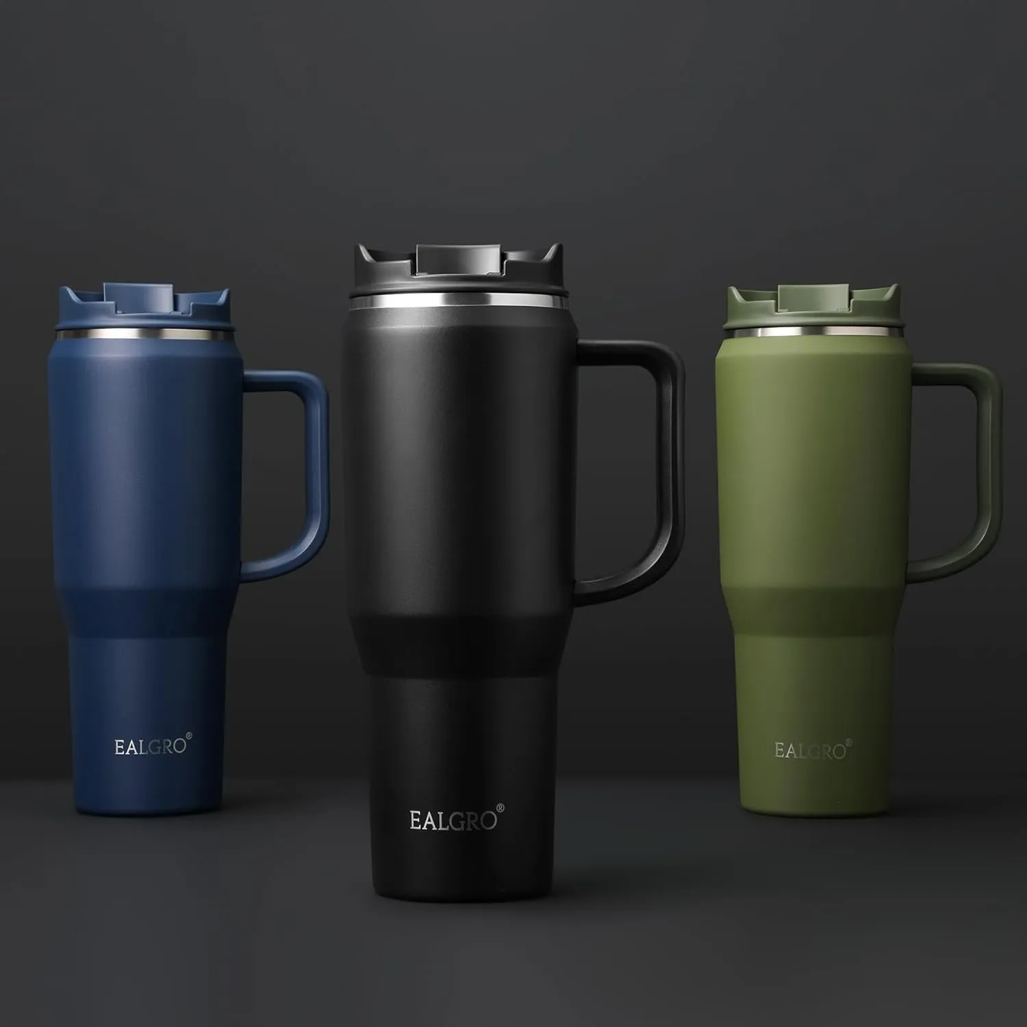 40 oz Tumbler with Handle, Insulated Tumblers with Lid and Straw, Large Metal Sports Water Bottle Jug, Thermal Stainless Steel Travel Coffee Mug Cup, Wetlands Brown