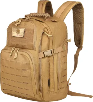 40L Military Tactical Backpack for Men, Molle EDC Daypack Work Backpack for Hiking, Army 3 Days Assault Pack & Bug Out Bag with Water Bladder Compartment (05-Khaki)