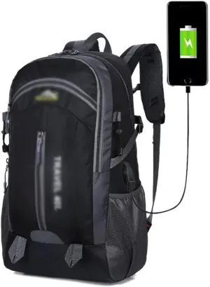 40L Mountaineering Backpack Breathable Backpack with Socket Travel Backpack Mountaineering Bag(Black)