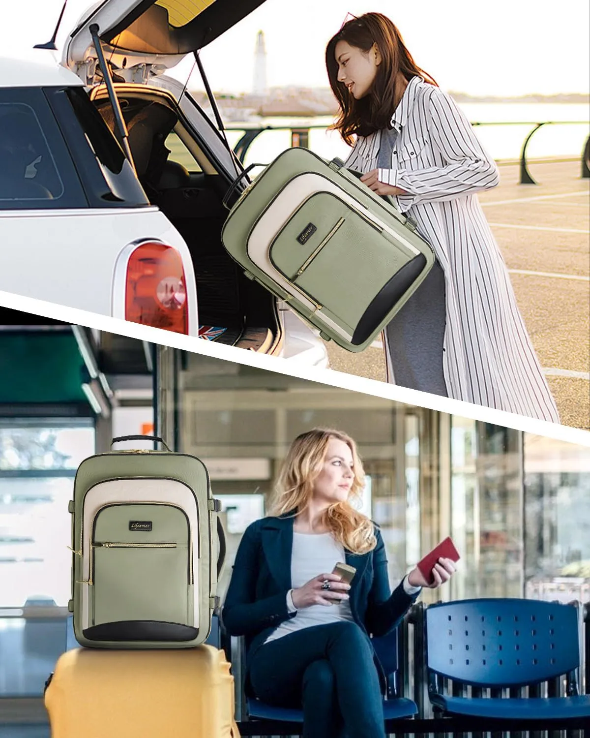 40L Travel Backpack for Women, Carry On Bag Flight Approved, Waterproof Backpack with 3 Packing Cubes, Weekender Personal Item Backpack for Airplane Travel Essentials, TSA Approved