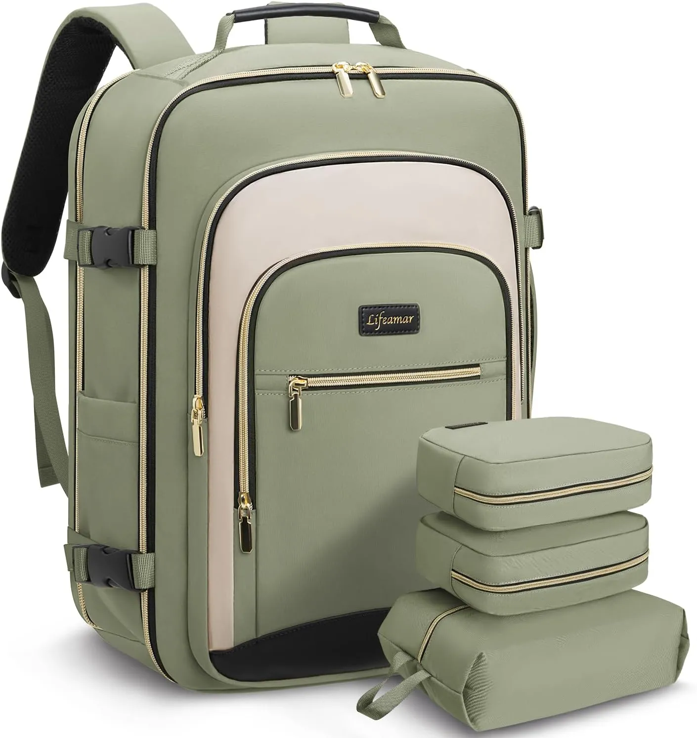 40L Travel Backpack for Women, Carry On Bag Flight Approved, Waterproof Backpack with 3 Packing Cubes, Weekender Personal Item Backpack for Airplane Travel Essentials, TSA Approved