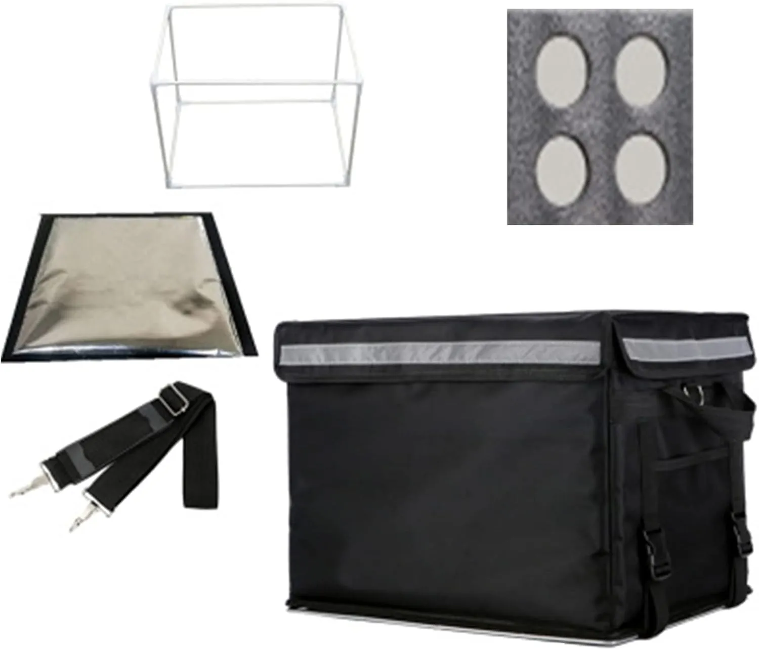 43L Large Takeaway Backpack Box Insulated Fast Food Delivery Incubator Thermal Waterproof Cooler Bag with Cup Holder Shoulder Strap