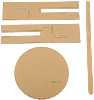 4PCS Leather Craft Clear Acrylic Template DIY Round Shoulder Bag Pattern Acrylic Stencil JBX-32 for Personal DIY or Professional