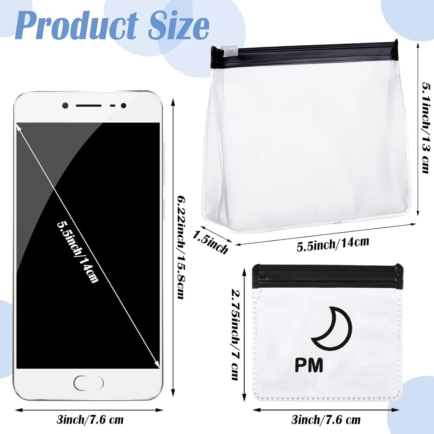 56 Pcs AM PM Pill Pouches Bags Travel Pill Bags Zippered Medicine Organizer Day and Night Pill Bag Reusable Plastic Pill Baggies with Slide Lock Monthly Pill Organizer 2 Times a Day (Clear, Black)