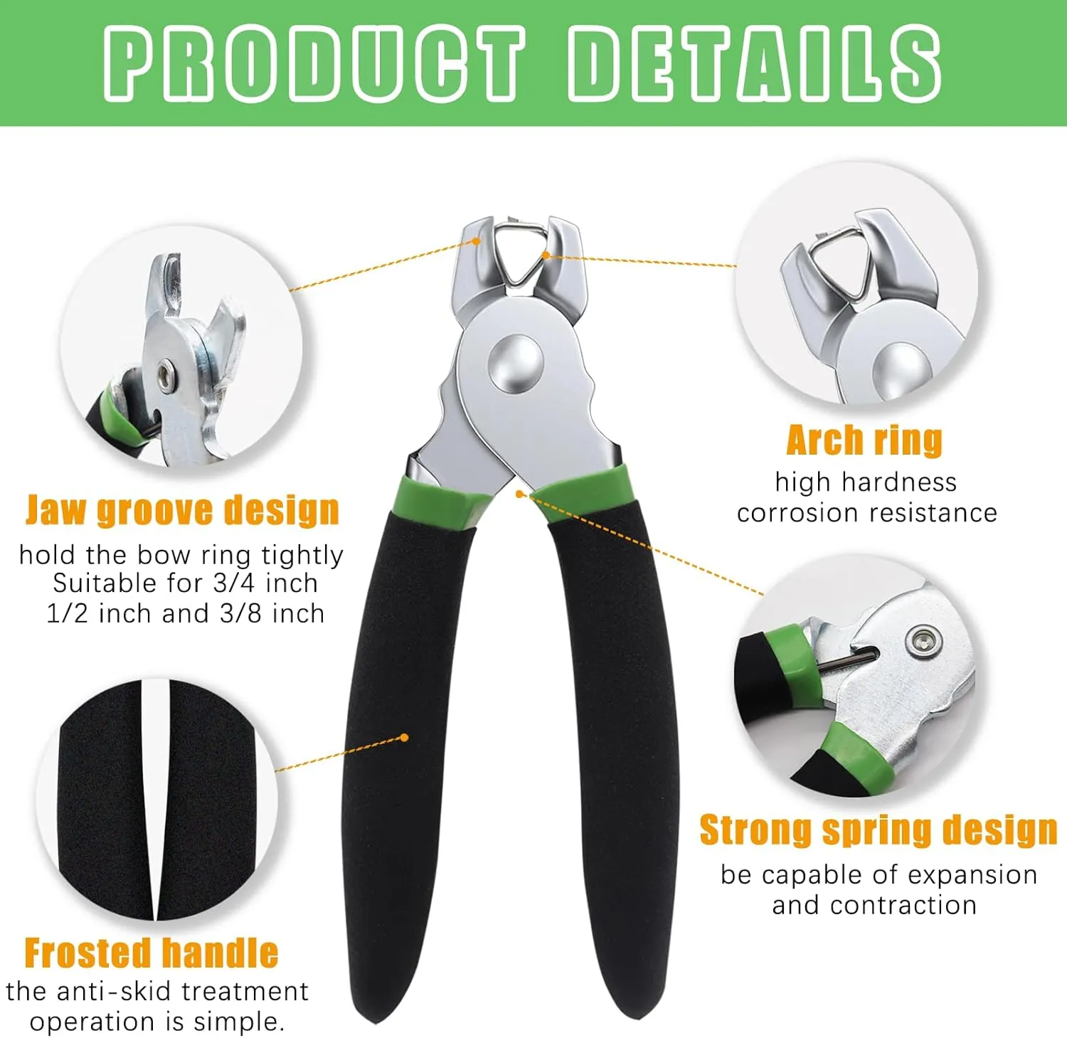 620 Pcs Hog Rings with Straight Hog Ring Pliers Kit with Leather Tool Kit, 3/4" 1/2" 3/8 "Galvanized Hog Rings for Animal Pet Cages、Ropes、Bagging、DIY Craft、Furniture
