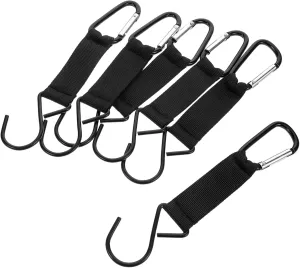 6Pcs Aluminum Carabiner Clips with Strap Lightweight Outdoor Backpack Hooks for Hiking Camping and Mountaineering Sturdy and Convenient Attachment for Hands Movement