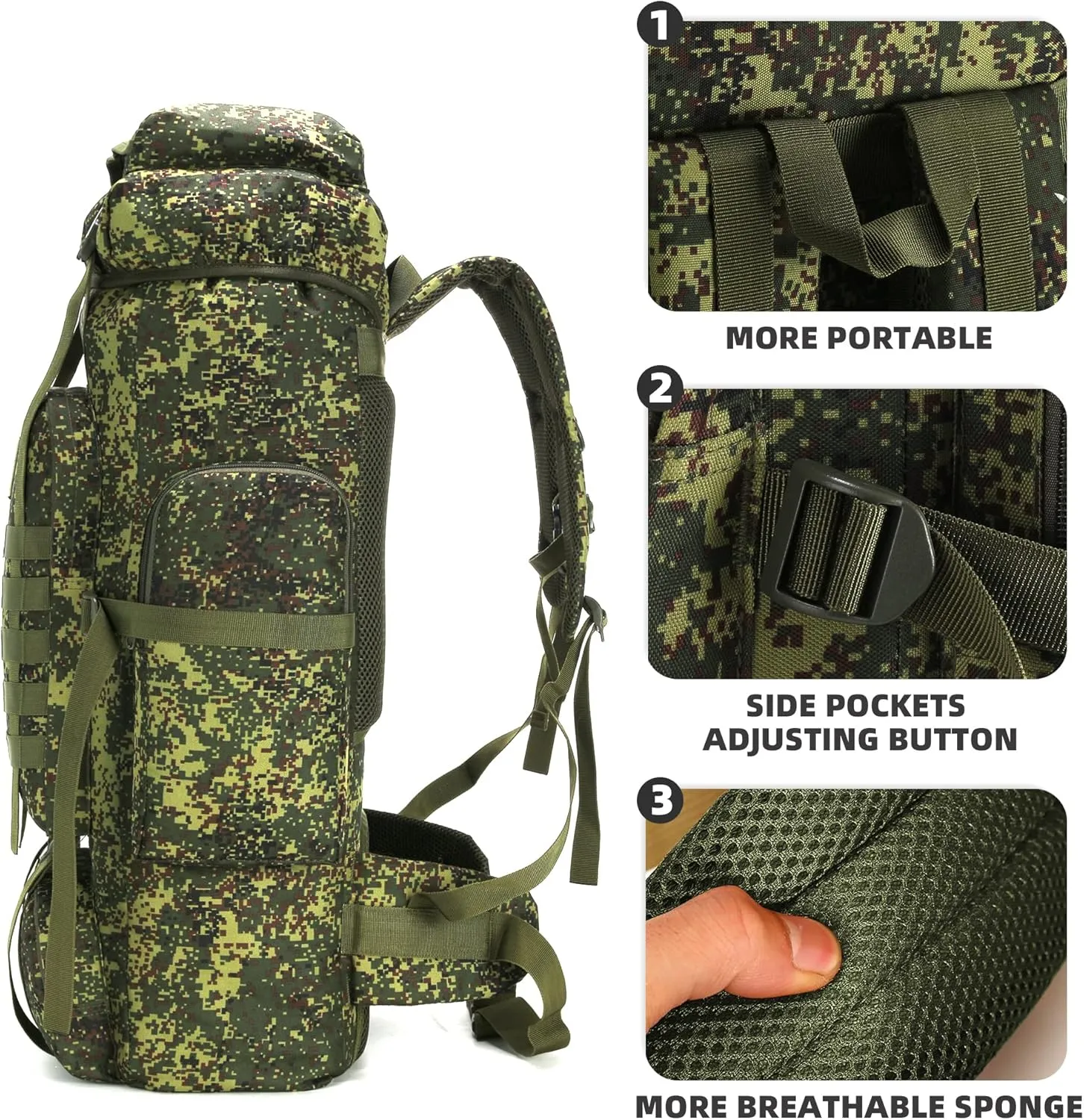 70L Hiking Backpack Military Tactical Camping Adjustable waterproof Climbing Sport Bags