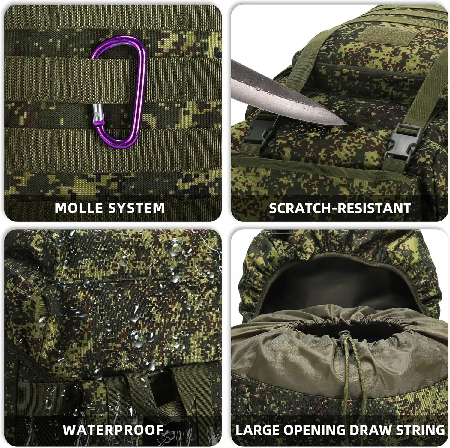 70L Hiking Backpack Military Tactical Camping Adjustable waterproof Climbing Sport Bags