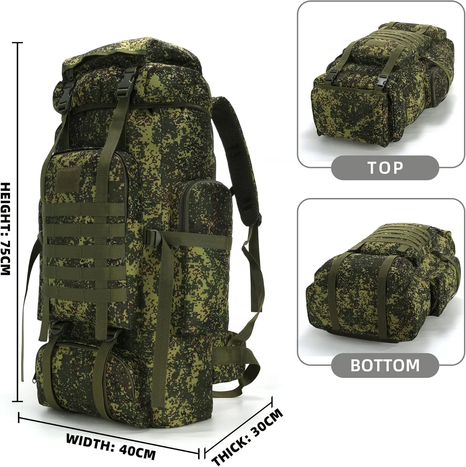 70L Hiking Backpack Military Tactical Camping Adjustable waterproof Climbing Sport Bags