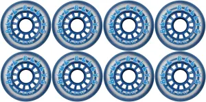 8 Inline Skate Wheels 76mm 78a, Clear/Blue